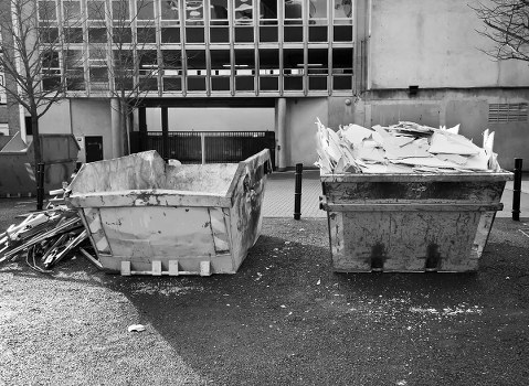 Domestic skip being delivered to a Putney home
