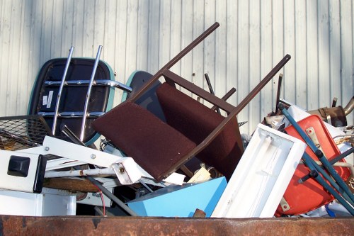 Trucks transporting demolition waste to recycling facilities
